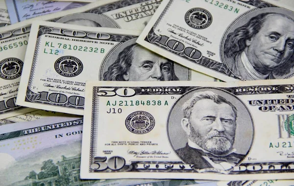 American dollar banknotes close-up view