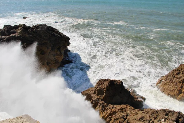 Das Meer Auf Der Stadt Naraze Portugal — Stockfoto