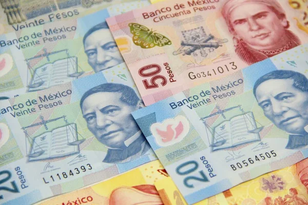 Fondo Facturas Dinero Mexicano — Foto de Stock