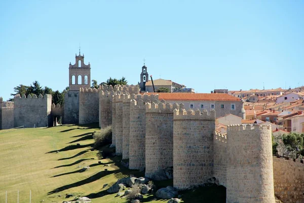 Középkori Város Avila Falai Spanyolország — Stock Fotó