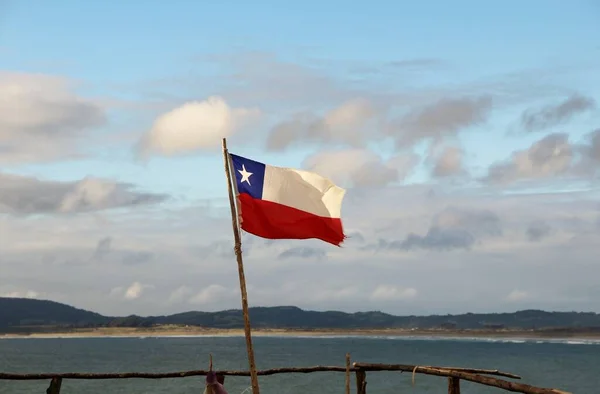 Bandera Chile Contra Fondo Del Cielo — Foto de Stock