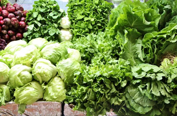 Vista Perto Caixas Saladas Verduras — Fotografia de Stock