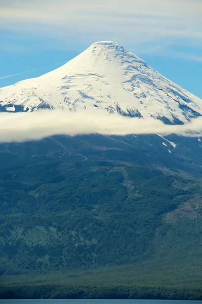 Vue Panoramique Volcan Avec Neige Chili — Photo