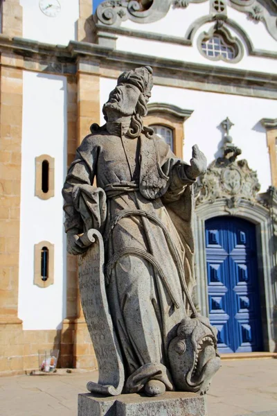 Blick Auf Verschiedene Statuen Christlicher Propheten Bon Jesus Matosinhos Rokokokirche — Stockfoto