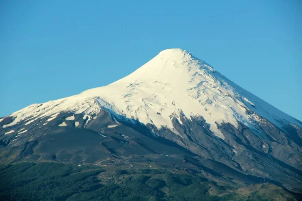 Vista Panorámica Del Volcán Con Nieve Chile — Foto de Stock