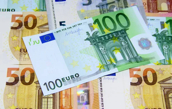 Dinero Euros Vista Primer Plano Efectivo Euros — Foto de Stock