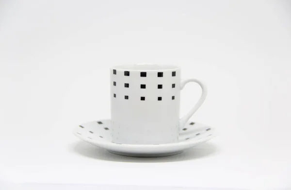 Vue Tasse Soucoupe Sur Fond Blanc — Photo