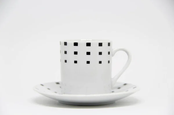 Vue Tasse Soucoupe Sur Fond Blanc — Photo