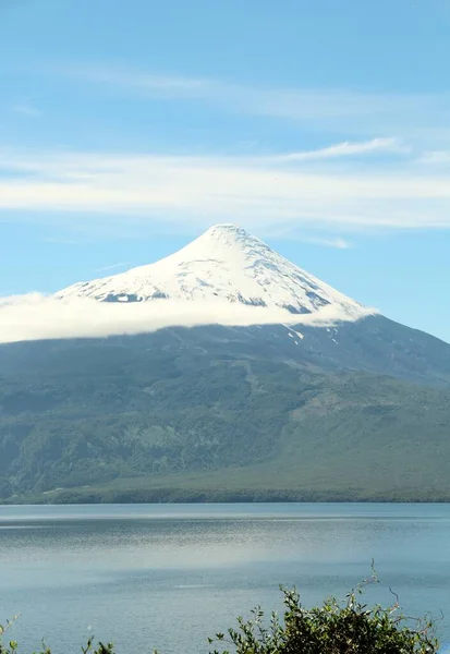 Vue Panoramique Volcan Avec Neige Chili — Photo