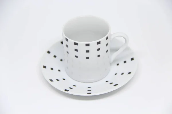 Vista Tazza Piattino Sfondo Bianco — Foto Stock