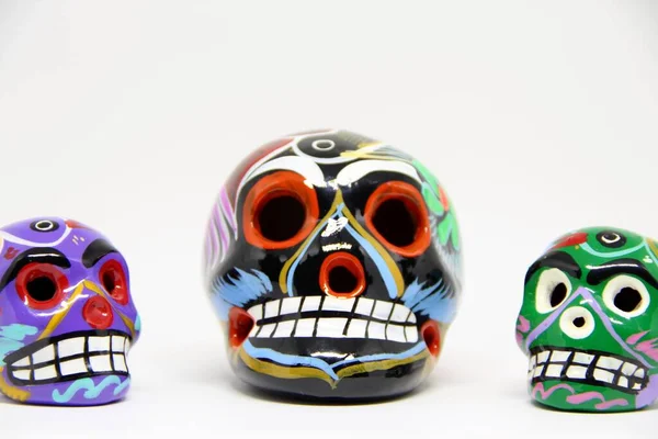 Mexican Skulls White Background — Stock Photo, Image