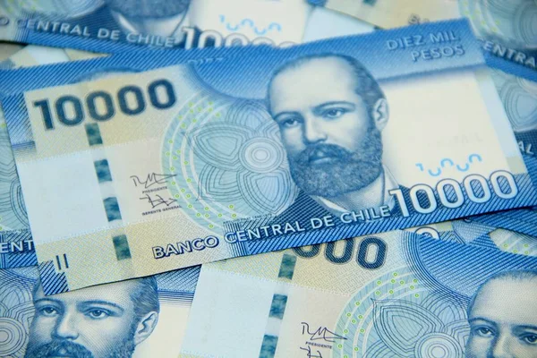 Billetes Dinero Peso Chileno Vista Cerca —  Fotos de Stock