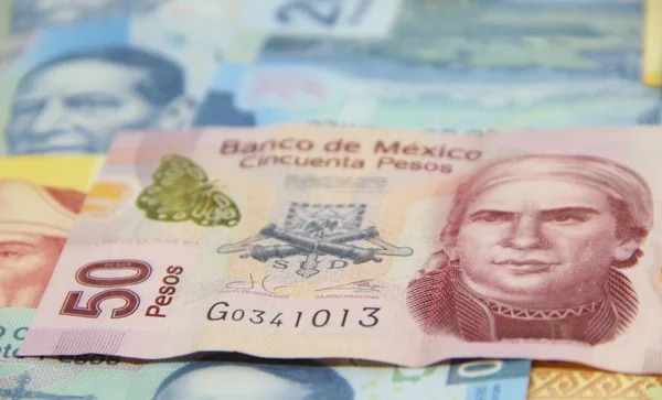 Mexické Peníze Účty Pozadí — Stock fotografie