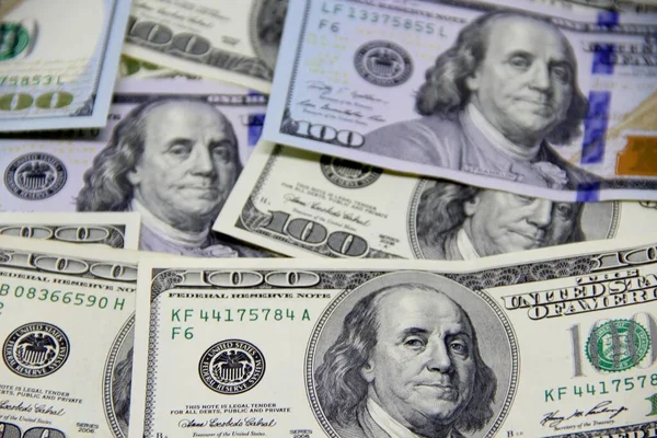 American dollar banknotes close-up view