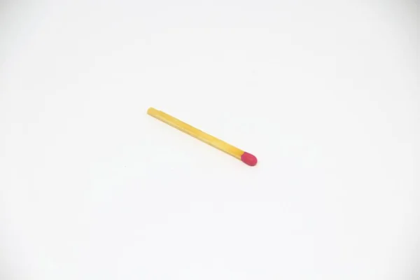 Single Matchstick White Background Stock Picture