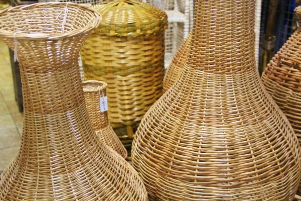 View Wicker Baskets Vines Market Stock Photo
