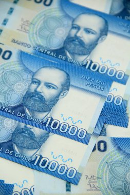 Şili pezosu. Yakın çekim faturaları.