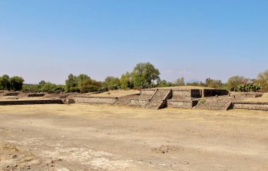 Teotihuacan manzarası, Meksika 'da antik bir şehir.