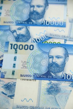 Şili pezosu. Yakın çekim faturaları.