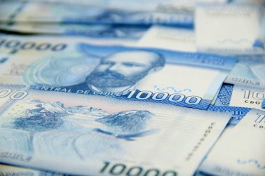 Şili pezosu. Yakın çekim faturaları.