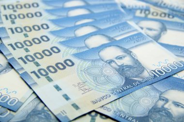 Şili pezosu. Yakın çekim faturaları.