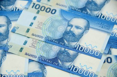 Şili pezosu. Yakın çekim faturaları.