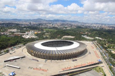Brezilya 'daki Mineirao futbol stadyumunun hava manzarası