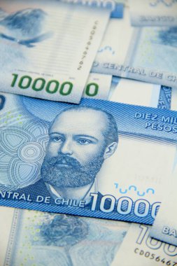 Şili pezosu. Yakın çekim faturaları.