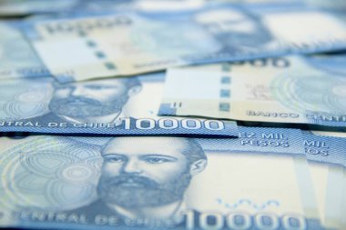 Şili pezosu. Yakın çekim faturaları.