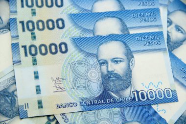 Şili pezosu. Yakın çekim faturaları.