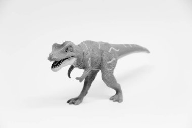 Beyaz arka planda izole edilmiş plastik dinozor oyuncağı