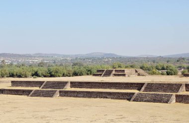 Teotihuacan manzarası, Meksika 'da antik bir şehir.
