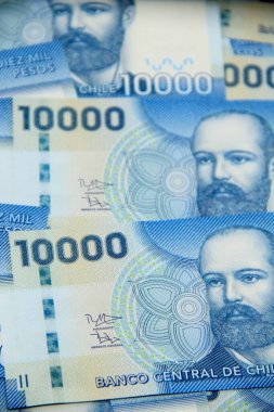 Şili pezosu. Yakın çekim faturaları.