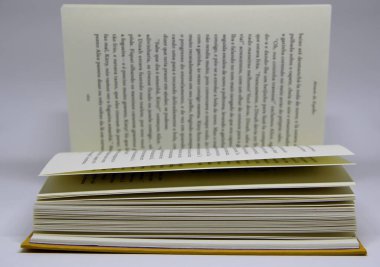 Açılmış kitabın masadaki yakın görüntüsü