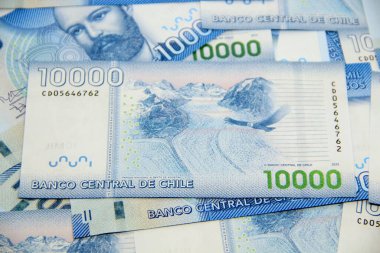 Şili pezosu. Yakın çekim faturaları.