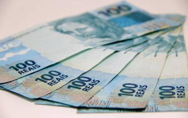 Brezilya parası yakın plan görüntüsü