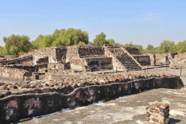 Teotihuacan manzarası, Meksika 'da antik bir şehir.