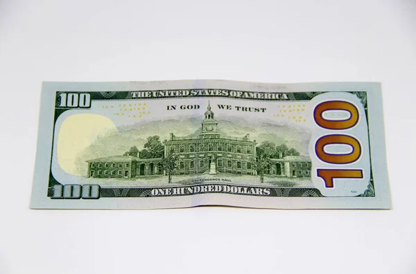 Amerikanischer Hundert Dollar Schein Auf Weißem Hintergrund — Stockfoto