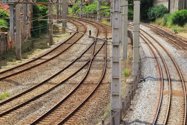 Tren Istasyonundaki Raylar — Stok fotoğraf