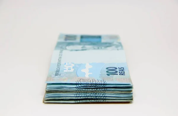 Бразильские Деньги Крупным Планом — стоковое фото