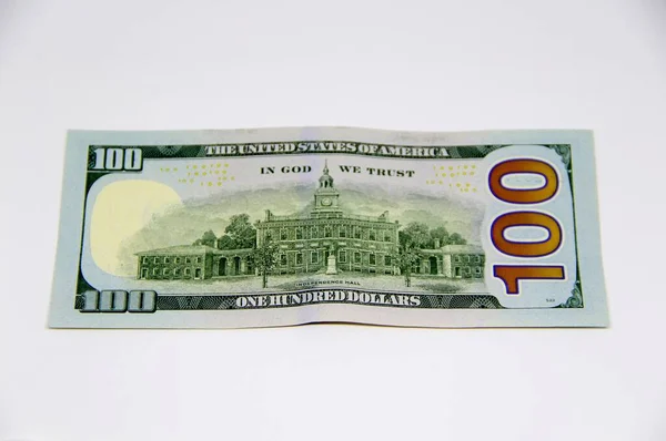 Amerikanischer Hundert Dollar Schein Auf Weißem Hintergrund — Stockfoto