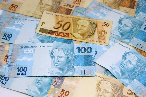 Vista Close Dinheiro Brasileiro — Fotografia de Stock