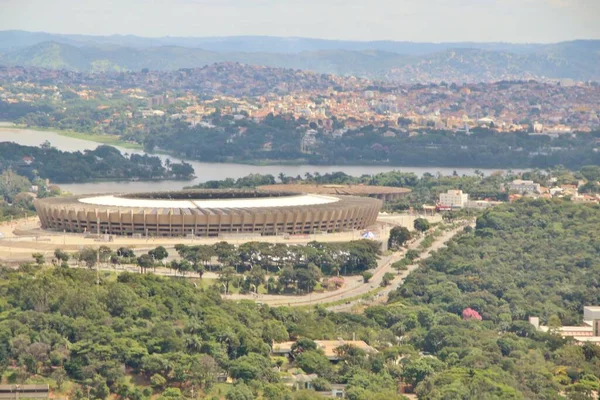 Brezilya 'daki Mineirao futbol stadyumunun hava manzarası