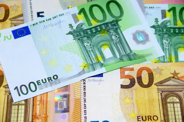 Dinero Euros Vista Primer Plano Efectivo Euros — Foto de Stock