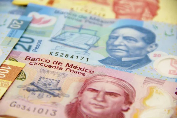 Fondo Facturas Dinero Mexicano — Foto de Stock