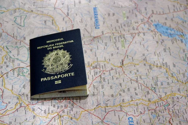 Vista Cerca Del Pasaporte Mapa — Foto de Stock