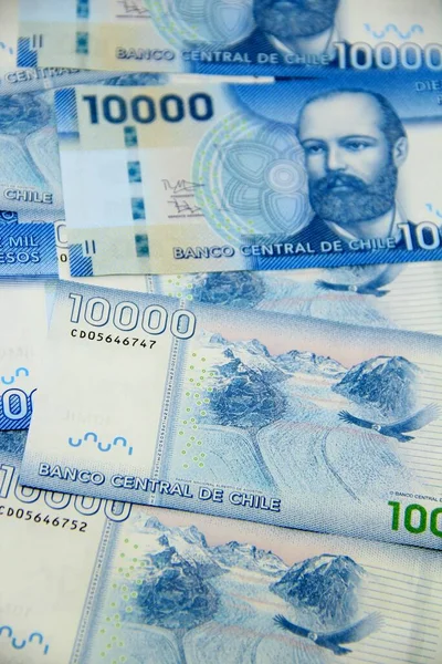 Chilean peso money bills close-up view