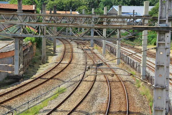 Järnvägsspår Vid Järnvägsstationen — Stockfoto