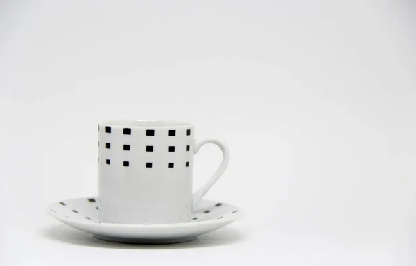 Vue Tasse Soucoupe Sur Fond Blanc — Photo