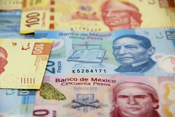 Fondo Facturas Dinero Mexicano — Foto de Stock